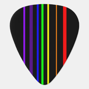 Rainbow Vertical Stripes on Black Background Guitar Pick