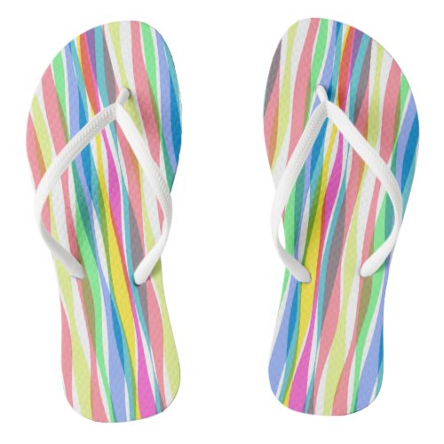 Rainbow Vertical Stripes Pastel Colorful  Flip Flops