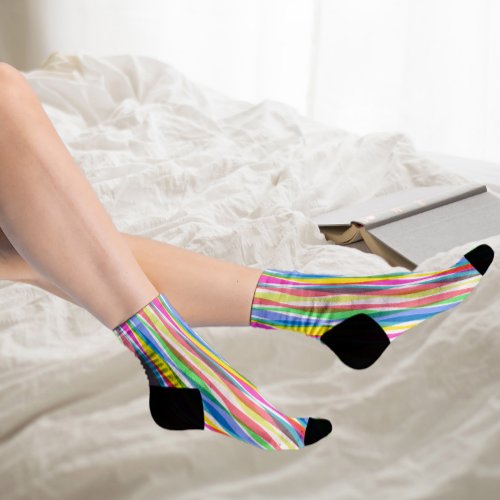 Rainbow Vertical Stripes Pastel Colorful Socks