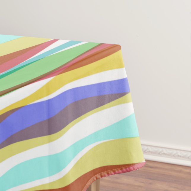 Rainbow Vertical Stripes Pastel Colorful Tablecloth (In Situ)