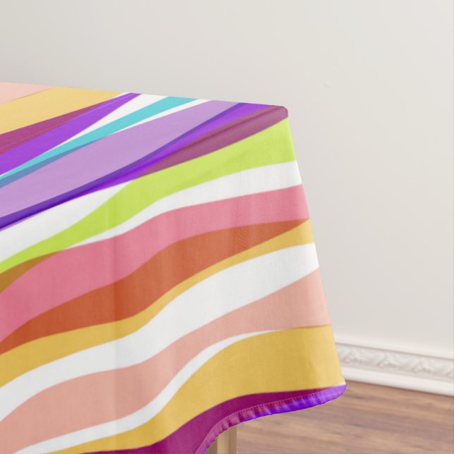 Rainbow Vertical Stripes Pastel Colorful Tablecloth (In Situ)