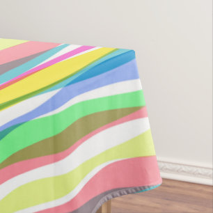 Rainbow Vertical Stripes Pastel Colorful Tablecloth