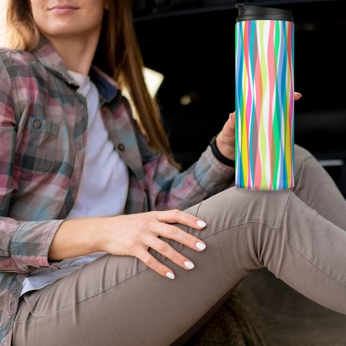 Rainbow Vertical Stripes Pastel Colorful Thermal Tumbler