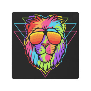 Rainbow Vibes Lion Metal Print