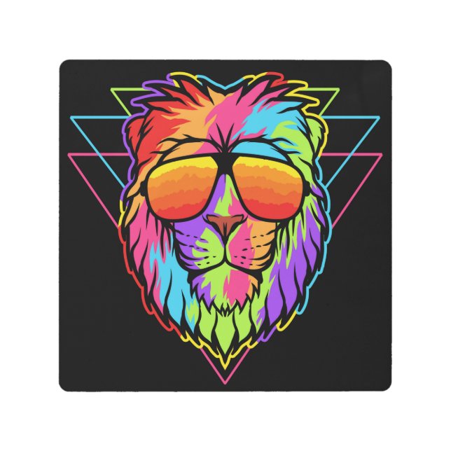 Rainbow Vibes Lion Metal Print (Front)