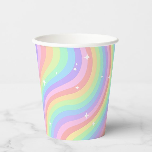 Rainbow Vibrant Girl 5th Birthday Paper Cups (Front)