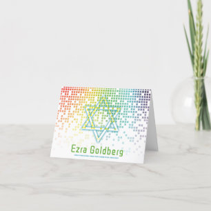 Rainbow Video Game Gamer Bar Mitzvah Thank You Card