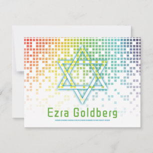 Rainbow Video Game Gamer Bar Mitzvah Thank You Card