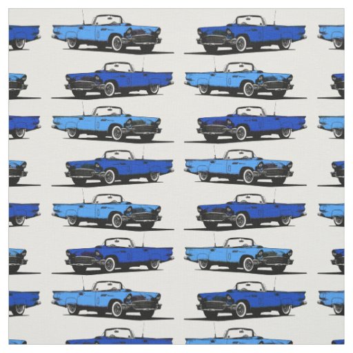 Rainbow Vintage 1950s Sports Cars Fabric