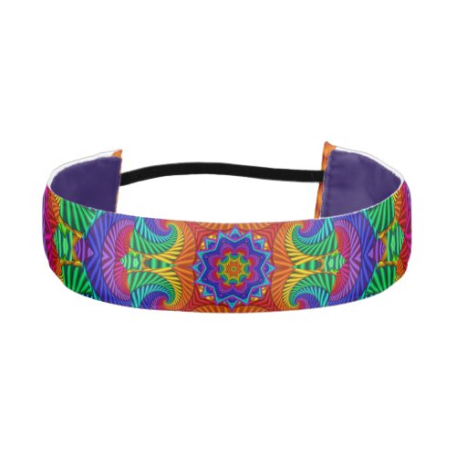 Rainbow Vintage Psychedelic Fractal Kaleidoscope Athletic Headband