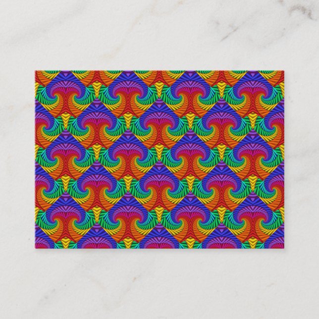 Rainbow Vintage Psychedelic Fractal Kaleidoscope Business Card (Front)