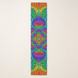 Rainbow Vintage Psychedelic Fractal Kaleidoscope Scarf