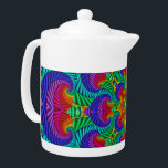 Rainbow Vintage Psychedelic Fractal Kaleidoscope Teapot<br><div class="desc">Make tea time cooler with a beautiful colorful funky porcelain teapot! Beautiful tie dye,  kaleidoscope and fractal patterns great for anyone who likes to be colorful. Add any text or pictures you like easily with the customize button. Many fonts and text colors to choose from.</div>