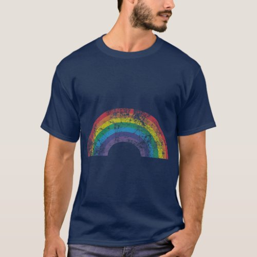 Rainbow Vintage Retro 80s Style Gay Pride Gift T_Shirt