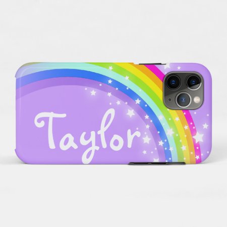 Rainbow Violet Purple Sky And Stars Custom Name Iphone 11 Pro Case