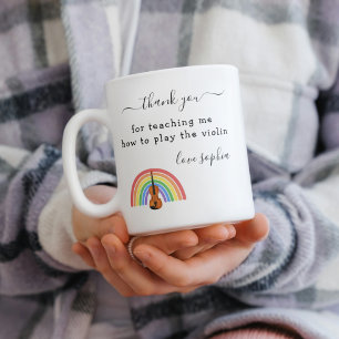 Rainbow Violin Music Teacher Appreciation Gift Coffee Mug