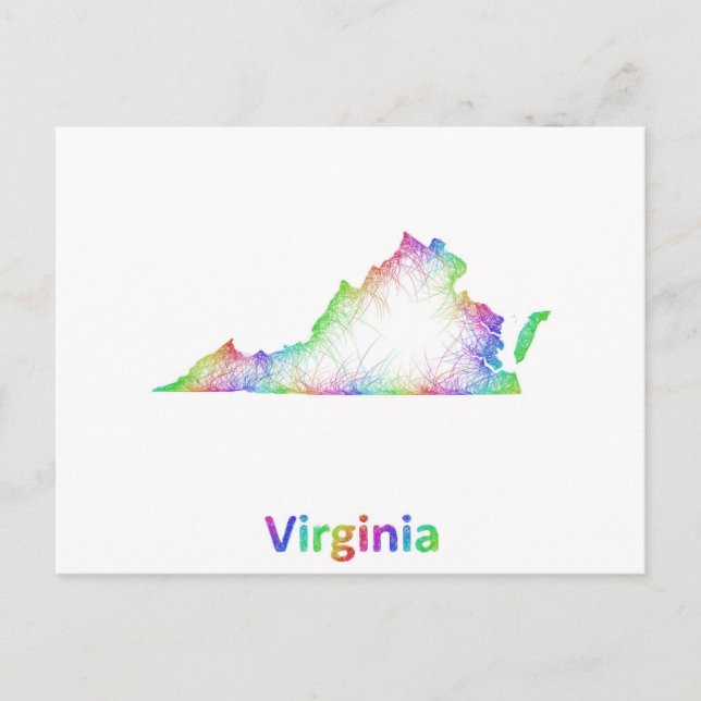 Rainbow Virginia map Postcard (Front)
