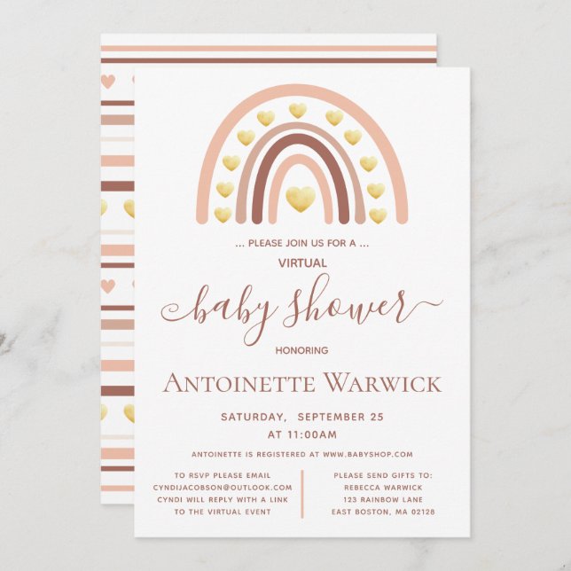 Rainbow Virtual Baby Shower Invitation (Front/Back)