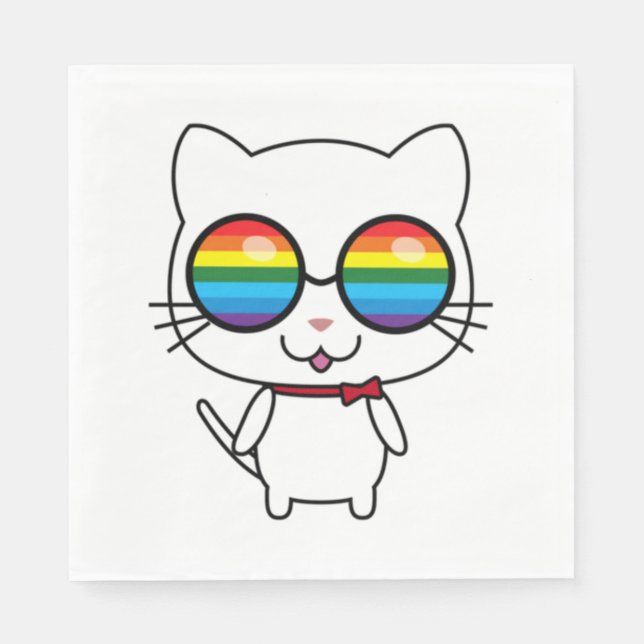Rainbow Vision Pride Cat   Napkins (Front)