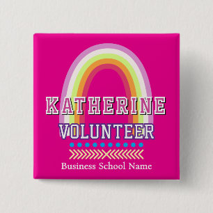 Rainbow Volunteer Hot Pink Button