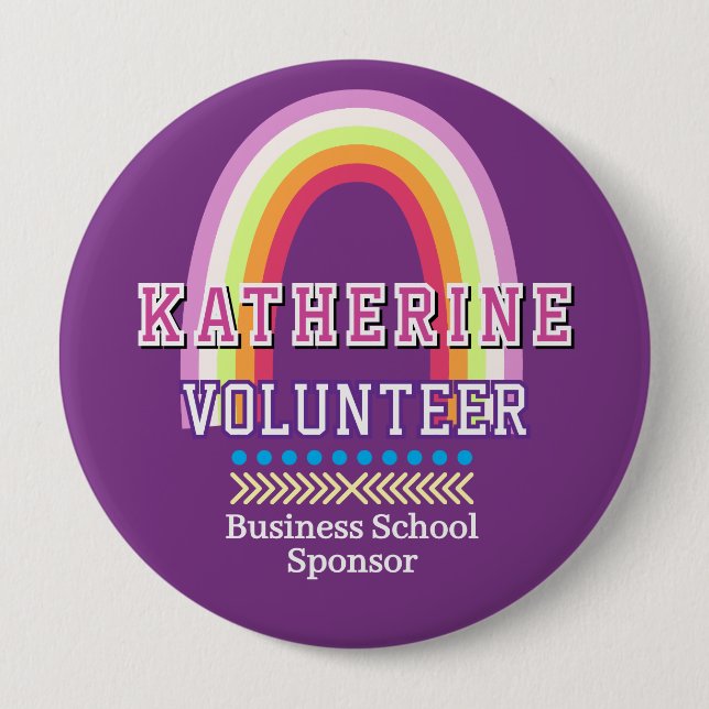 Rainbow  Volunteer Purple Button (Front)