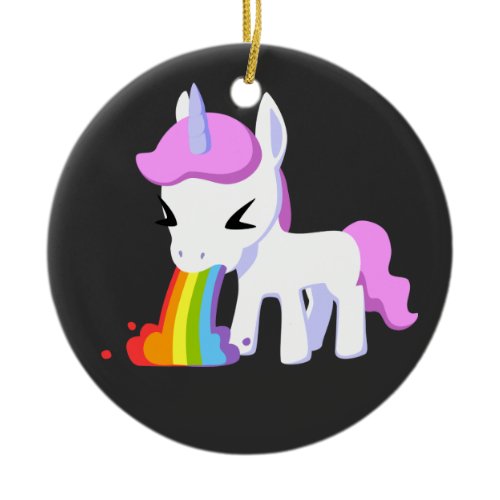 RAINBOW VOMIT UNICORN  CERAMIC ORNAMENT