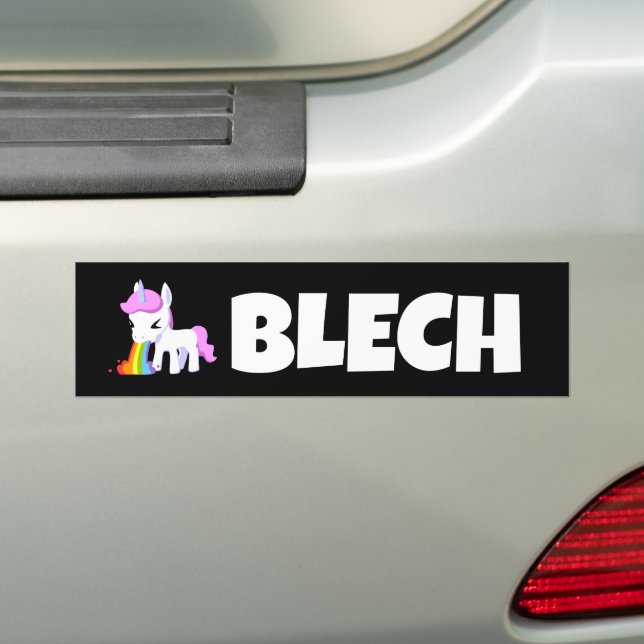 RAINBOW VOMIT UNICORN FUNNY BUMPER STICKERS (On Car)