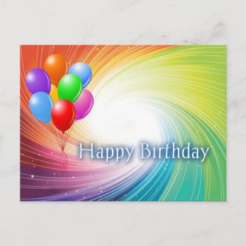 Rainbow Vortex Happy Birthday Postcard by sharpcreations at Zazzle