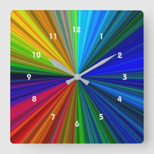 Rainbow Vortex Square Wall Clock