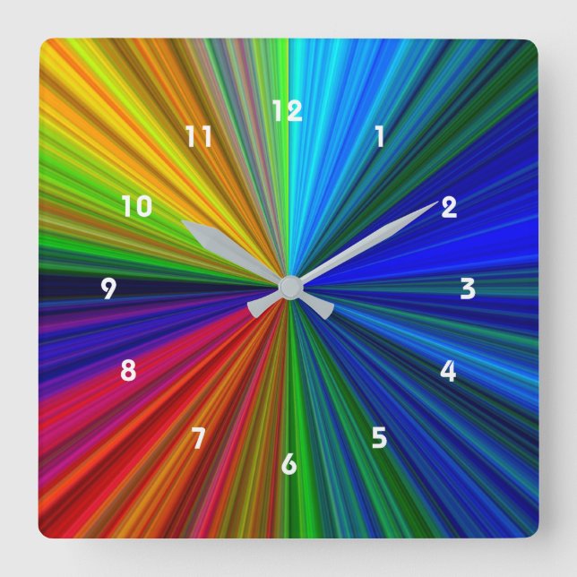 Rainbow Vortex Square Wall Clock (Front)