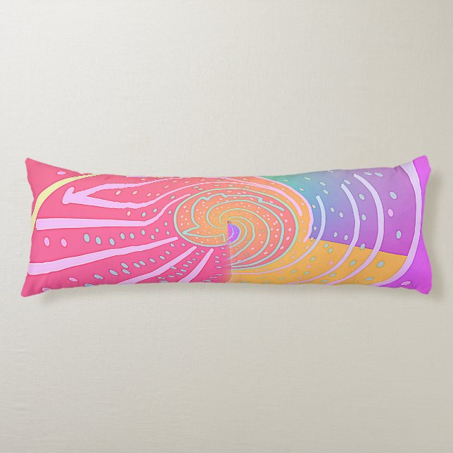 Rainbow Vortex Swirl  Body Pillow (Front)