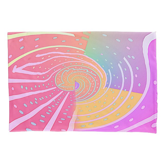Rainbow Vortex Swirl  Pillow Case (Front-Left)