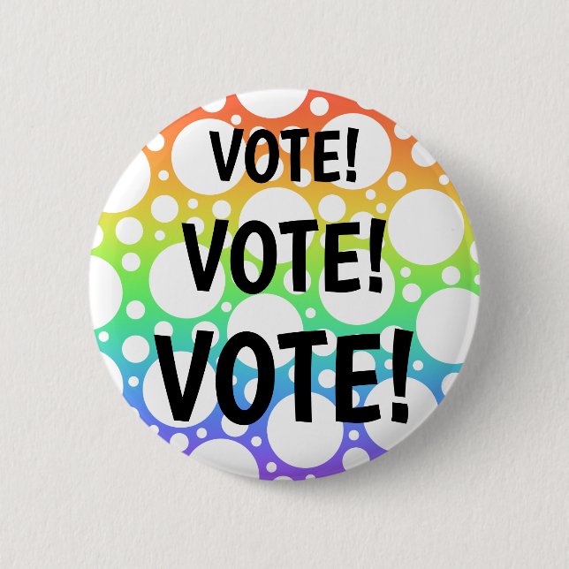 Rainbow VOTE Pin Button (Front)