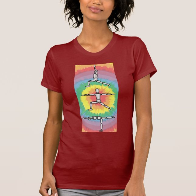 Rainbow Warrior Yoga Wooden man poses T-Shirt (Front)