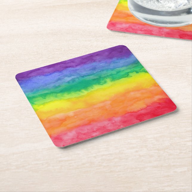 Rainbow Wash Paper Coaster (Angled)