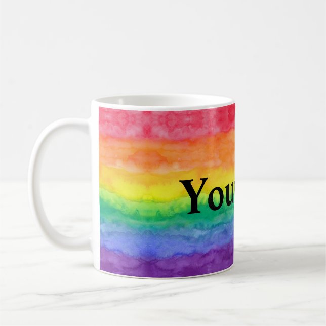 Rainbow Wash with Custom Text Coffee Mug (Left)