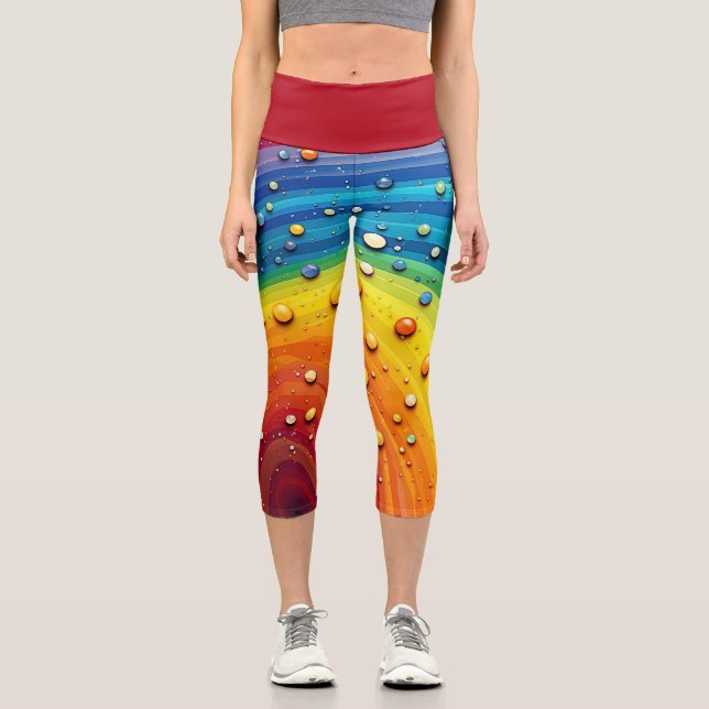 Rainbow Water Drop Capri Leggings (Front)