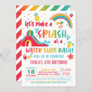 Rainbow Water Slide Birthday Invitation