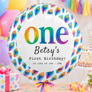 Rainbow Watercolor 1st Birthday Colorful Baby Balloon