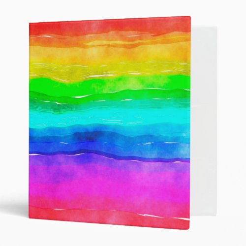 Rainbow Watercolor 3 Ring Binder