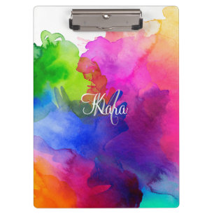 Rainbow Watercolor Abstract Clipboard