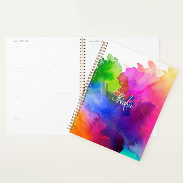 Rainbow Watercolor Abstract  Planner (Display)