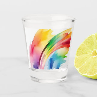 Rainbow Watercolor Abstract Shot Glass