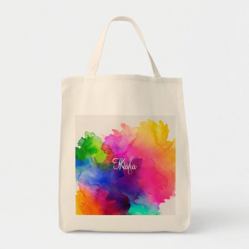 Rainbow Watercolor Abstract  Tote Bag