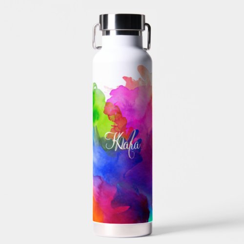 Rainbow Watercolor Abstract  Water Bottle