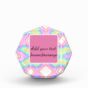 Rainbow watercolor add name text custom message acrylic award