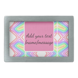 Rainbow watercolor add name text custom message belt buckle