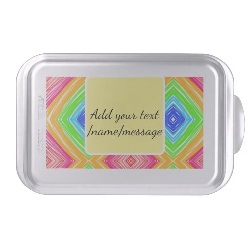 Rainbow watercolor add name text custom message cake pan