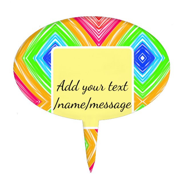 Rainbow watercolor add name text custom message cake topper (Front)