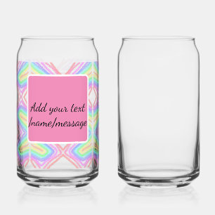 Rainbow watercolor add name text custom message can glass